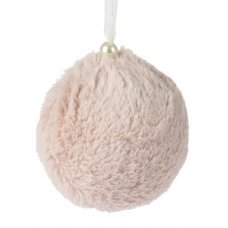 Χριστουγεννιάτικη Μπάλα με Ροζ Γούνα (8cm)